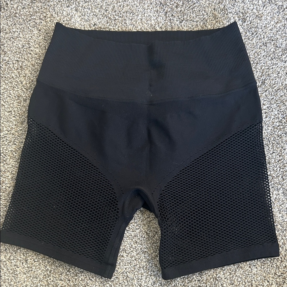 ALO Yoga Black Mesh Bike Shorts